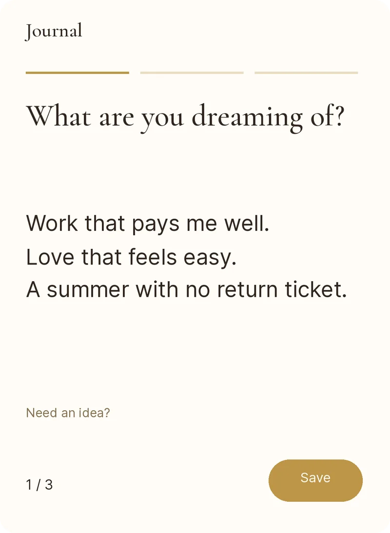 Writing a dream life reflection in Lumina