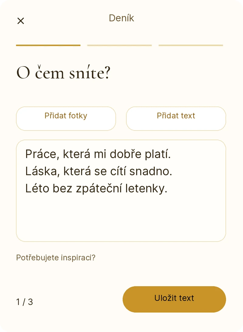 Psaní zamyšlení o vysněném životě v Lumině