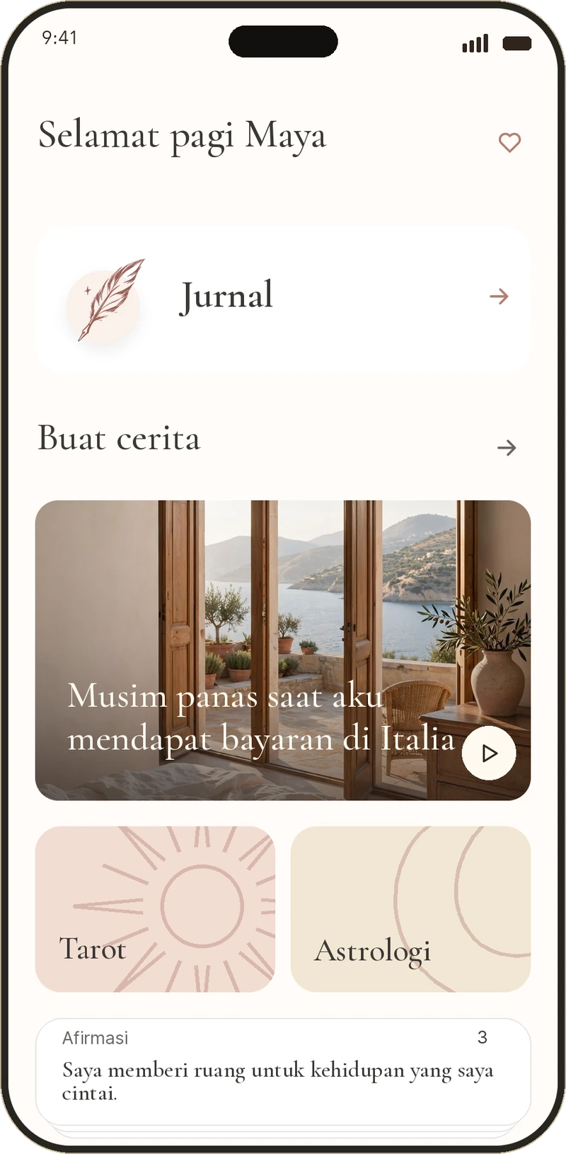 Beranda else dengan Daily Dream dan jurnal