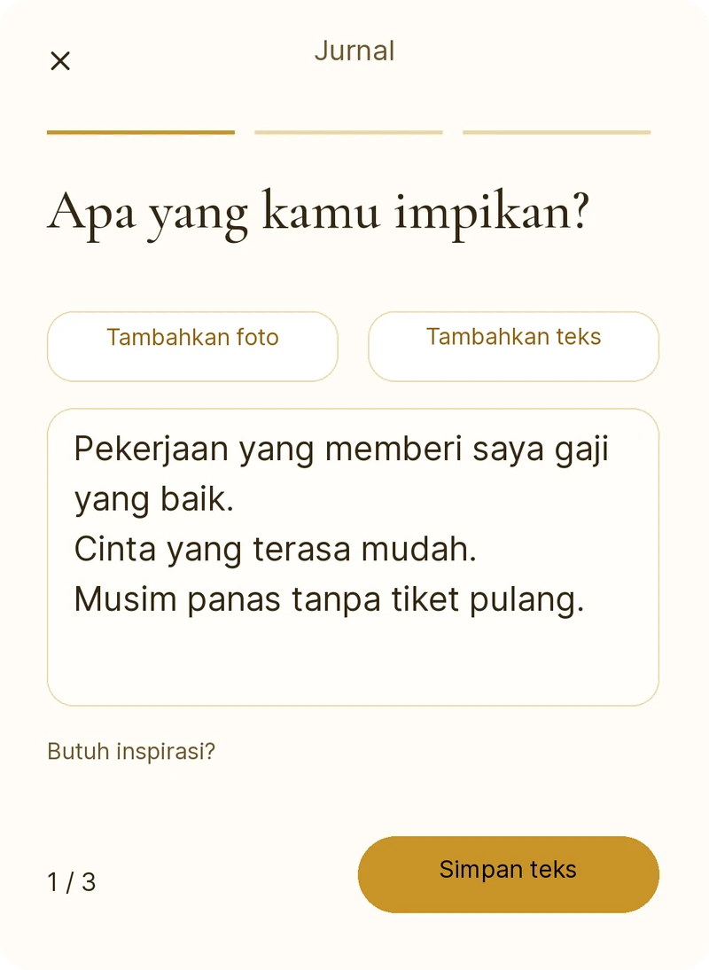 Menulis refleksi kehidupan impian di else