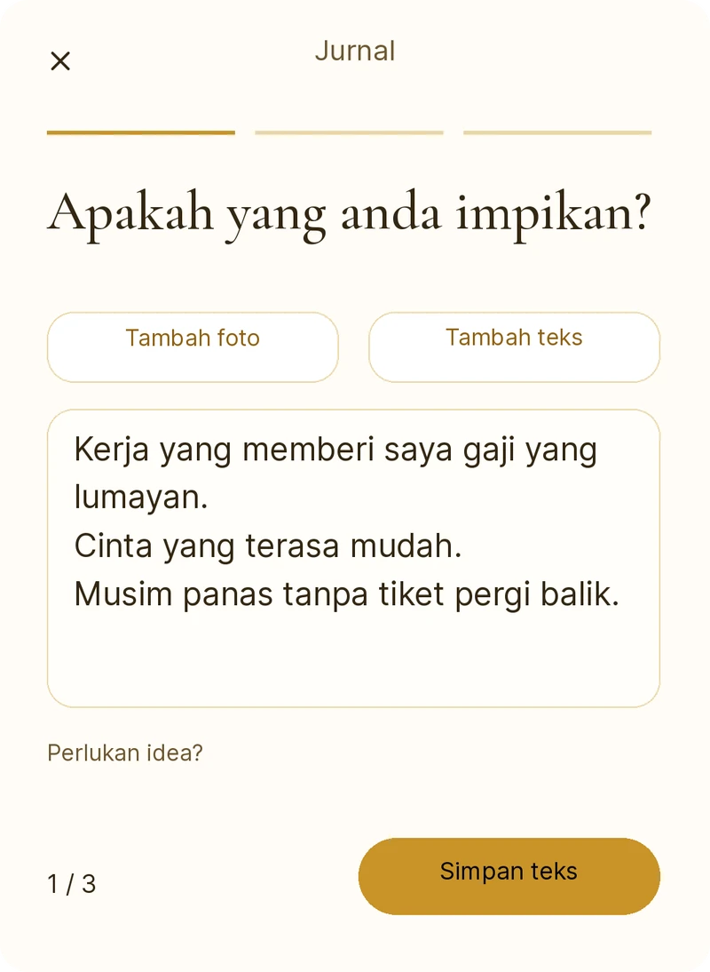 Menulis refleksi tentang kehidupan impian dalam else