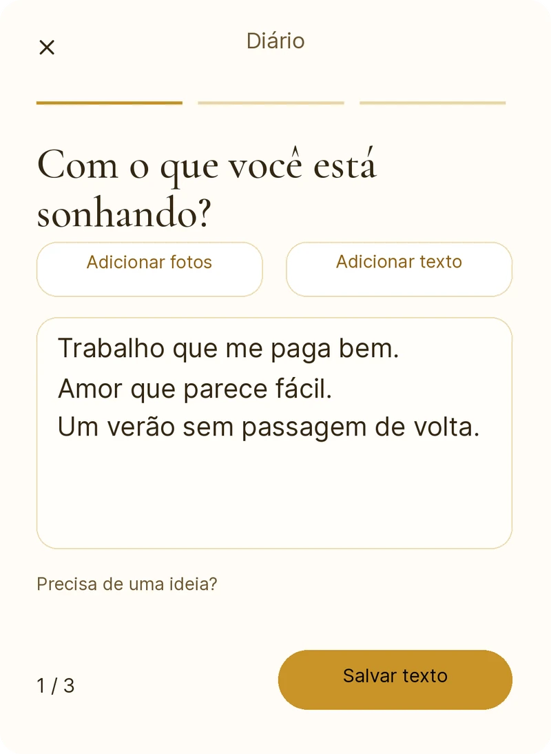 A escrever uma reflexão sobre a vida dos sonhos na else