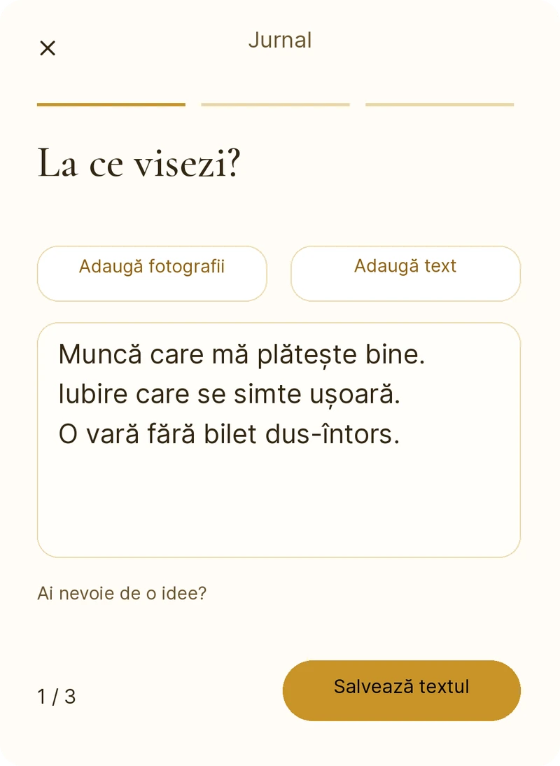 Scrierea unei reflecții despre viața la care visezi în else