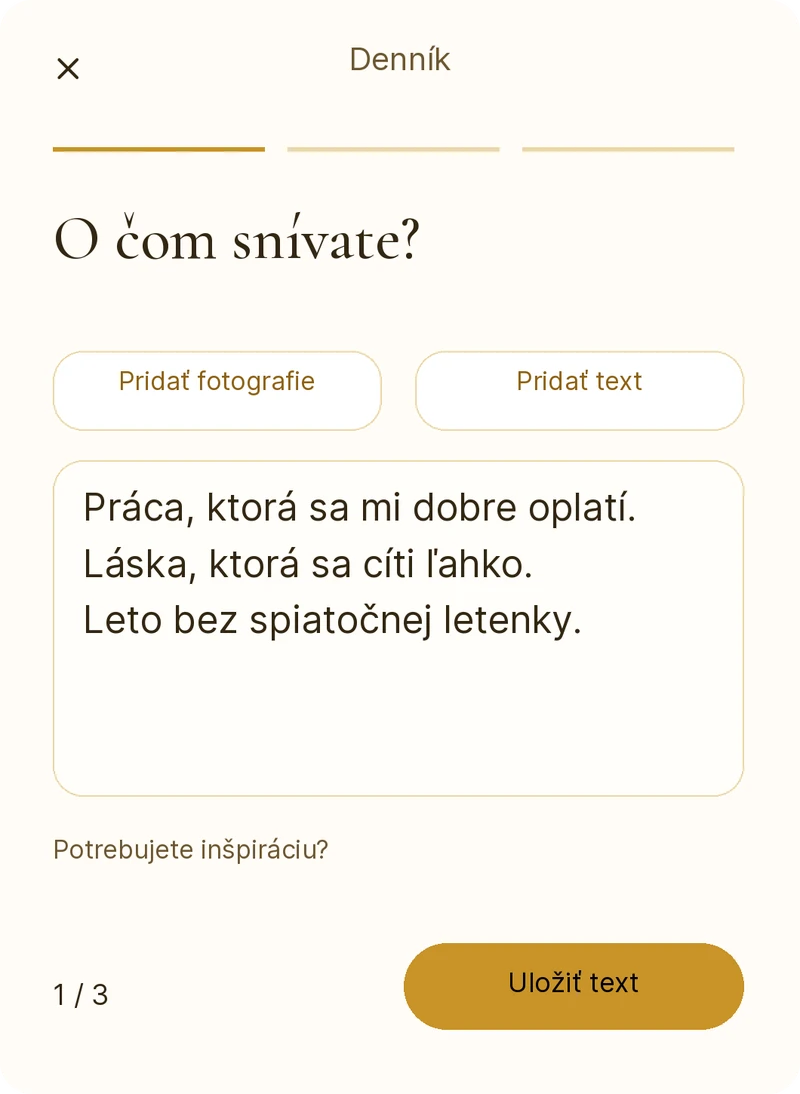 Písanie zamyslenia o vysnívanom živote v Lumine