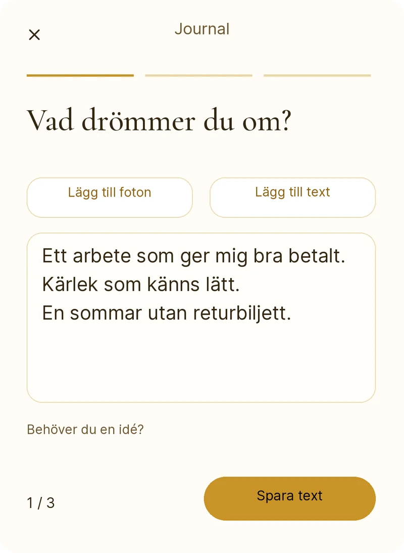 Skriver en reflektion om drömlivet i else
