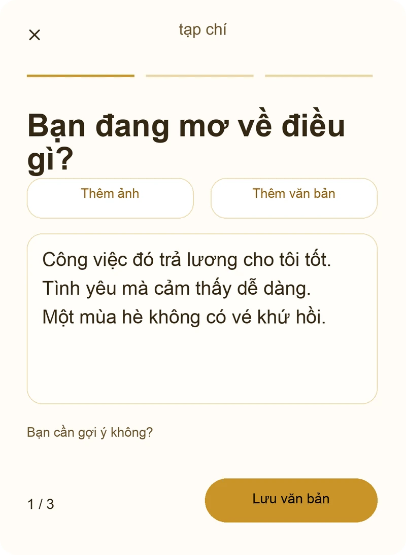 Viết đôi dòng chiêm nghiệm về cuộc sống mơ ước trong else